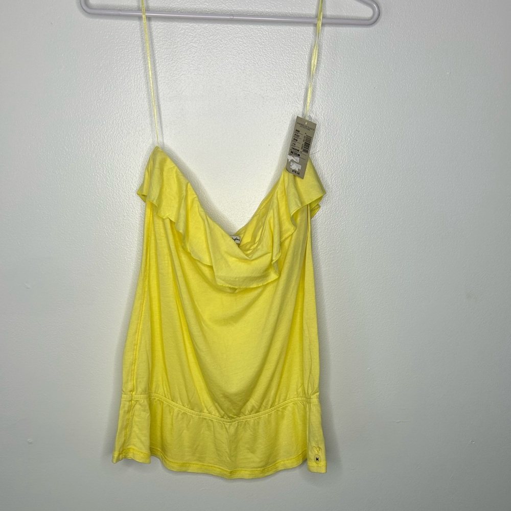 American Eagle NWT Yellow Tube Top Medium Ruffled Boho Y2K